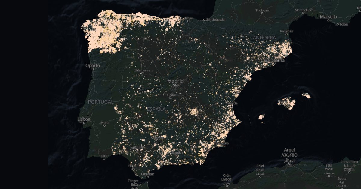 Map of old farmhouses on rustic land in Spain