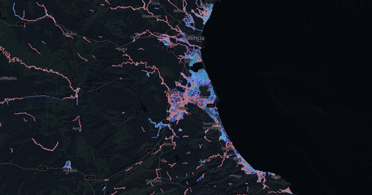 Flood zone map of Spain