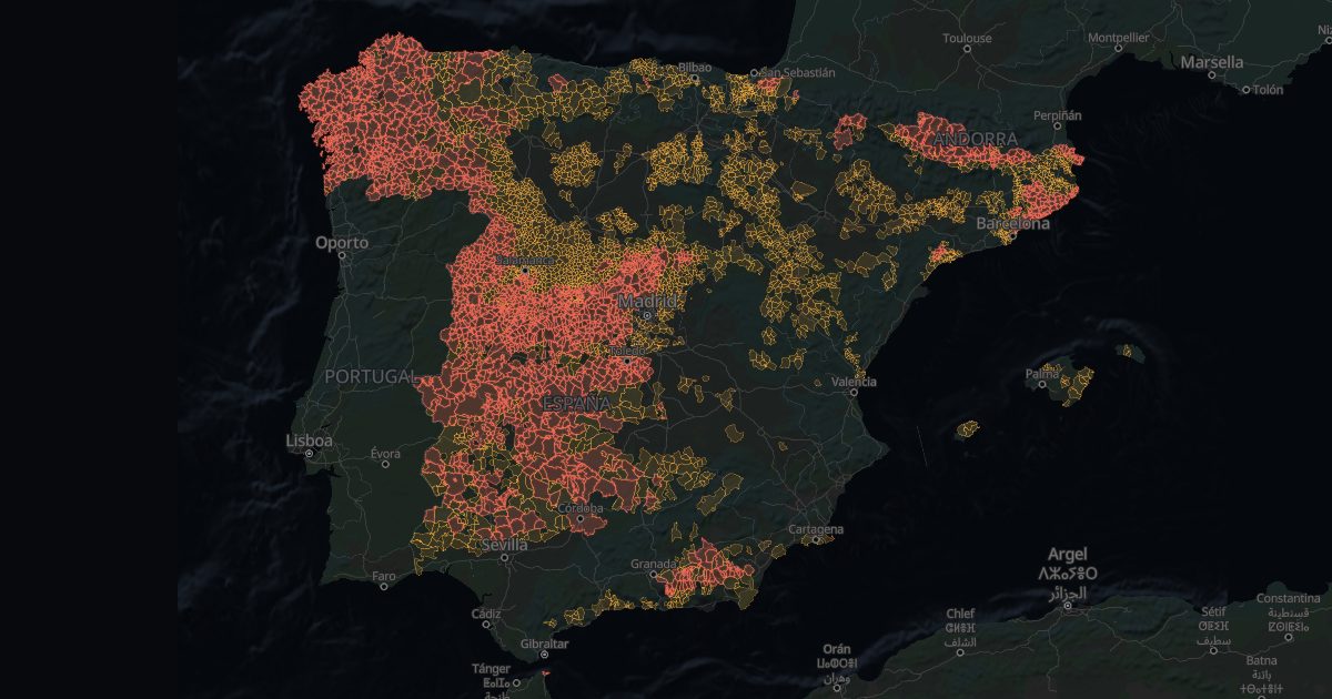 Radon map of Spain, town by town